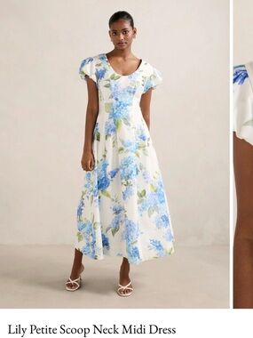 Forever New Lily Scoop Neck midi Dress Blue Floral Print
